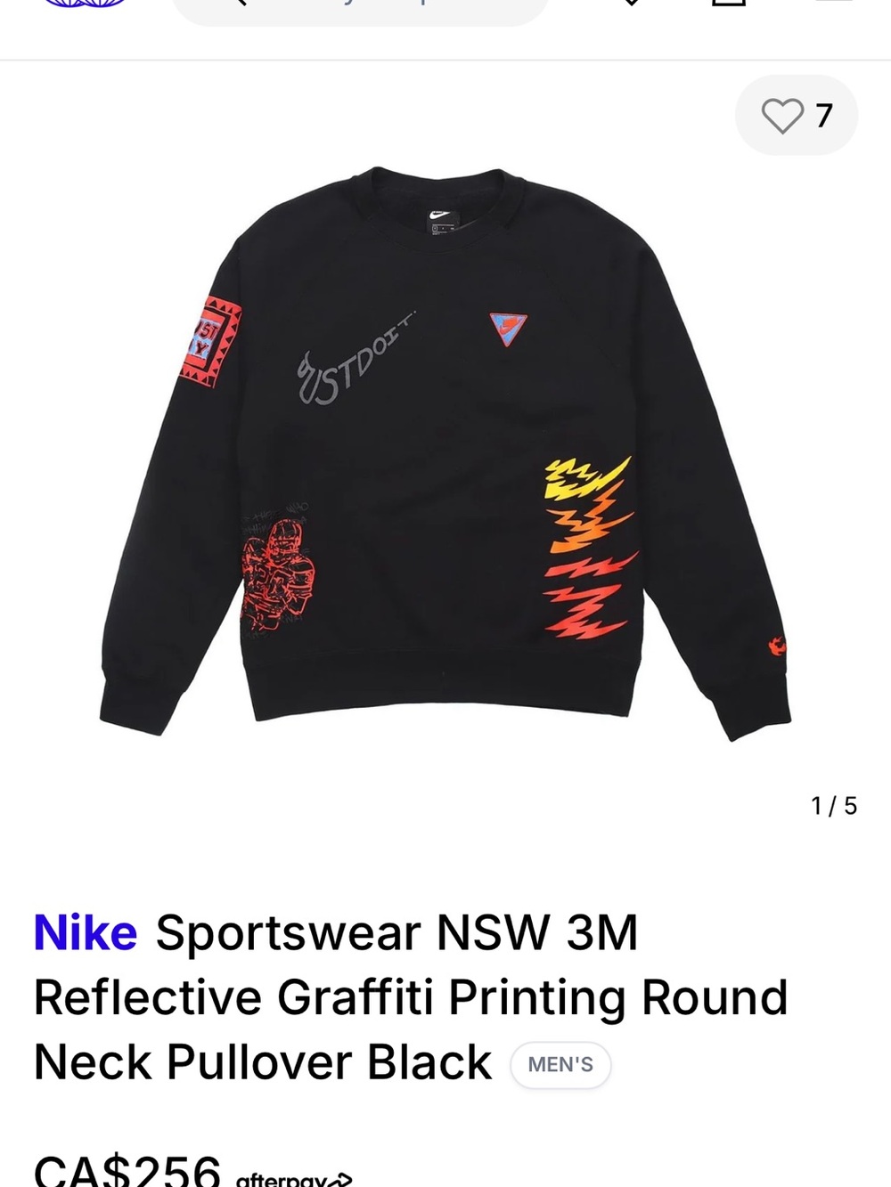 Nike Black Crewneck Sweatshirt with Red & Yellow Graphics